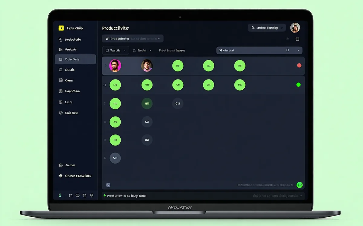 Notarail action items dashboard showing assigned tasks with owner names and due dates