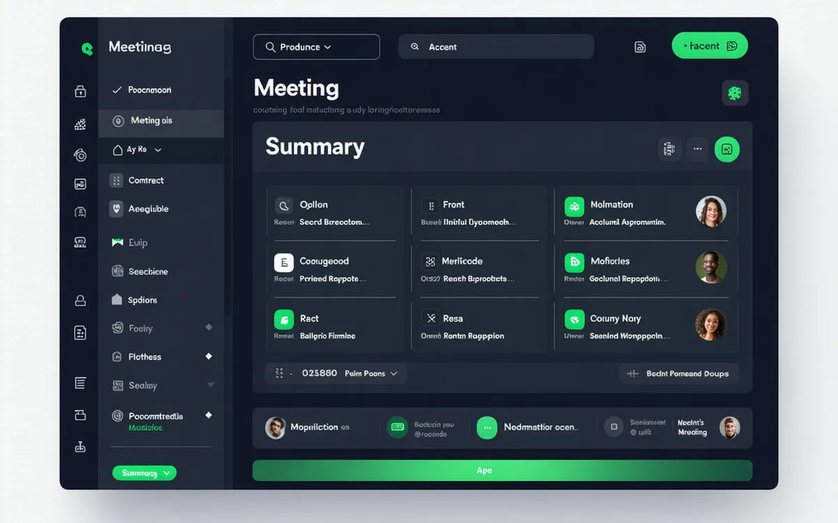 Notarail meeting summary panel showing organized action items extracted from a standup call